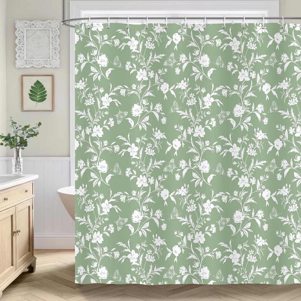 Douchegordijn 182 x 183 cm - polyester - bloemenprint - voeg charme toe aan je badkamer - ShopVlot