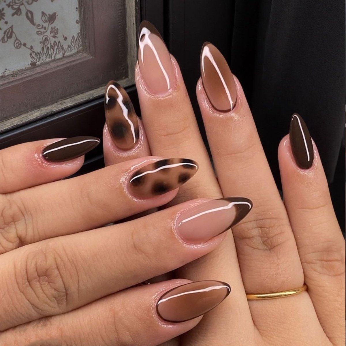 Solidchoice - Set van 24 Druknagels met Luipaard Franse Gradient