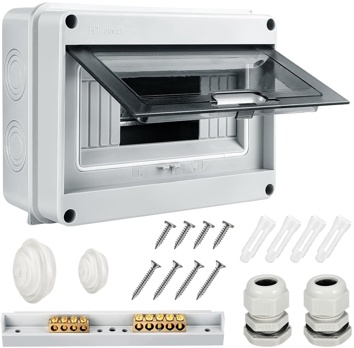 Verdeelbox IP65 Waterproof - 1 rij voor 8 modules - met transparante deur - ideaal voor tuin en buitengebruik - ShopVlot