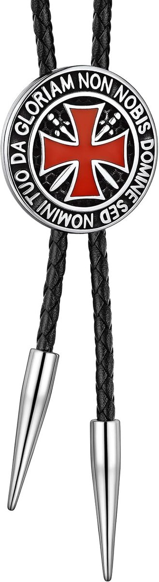 Bandmax Bolo Tie Leather with Cross Stainless Steel Bolo Tie for Men, Fashion Accessory, Waist Unique, Non-Precious - ShopVlot