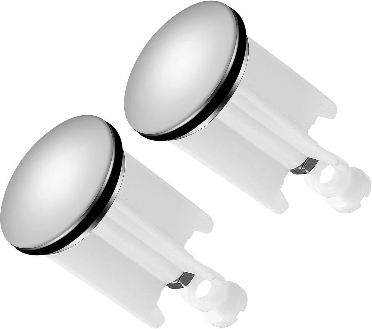 Washbasin Stopper, 2 Pieces Chrome Drain Stops, Universal Bath Stopper, Height Adjustable, Drain Stop with Seal for - ShopVlot