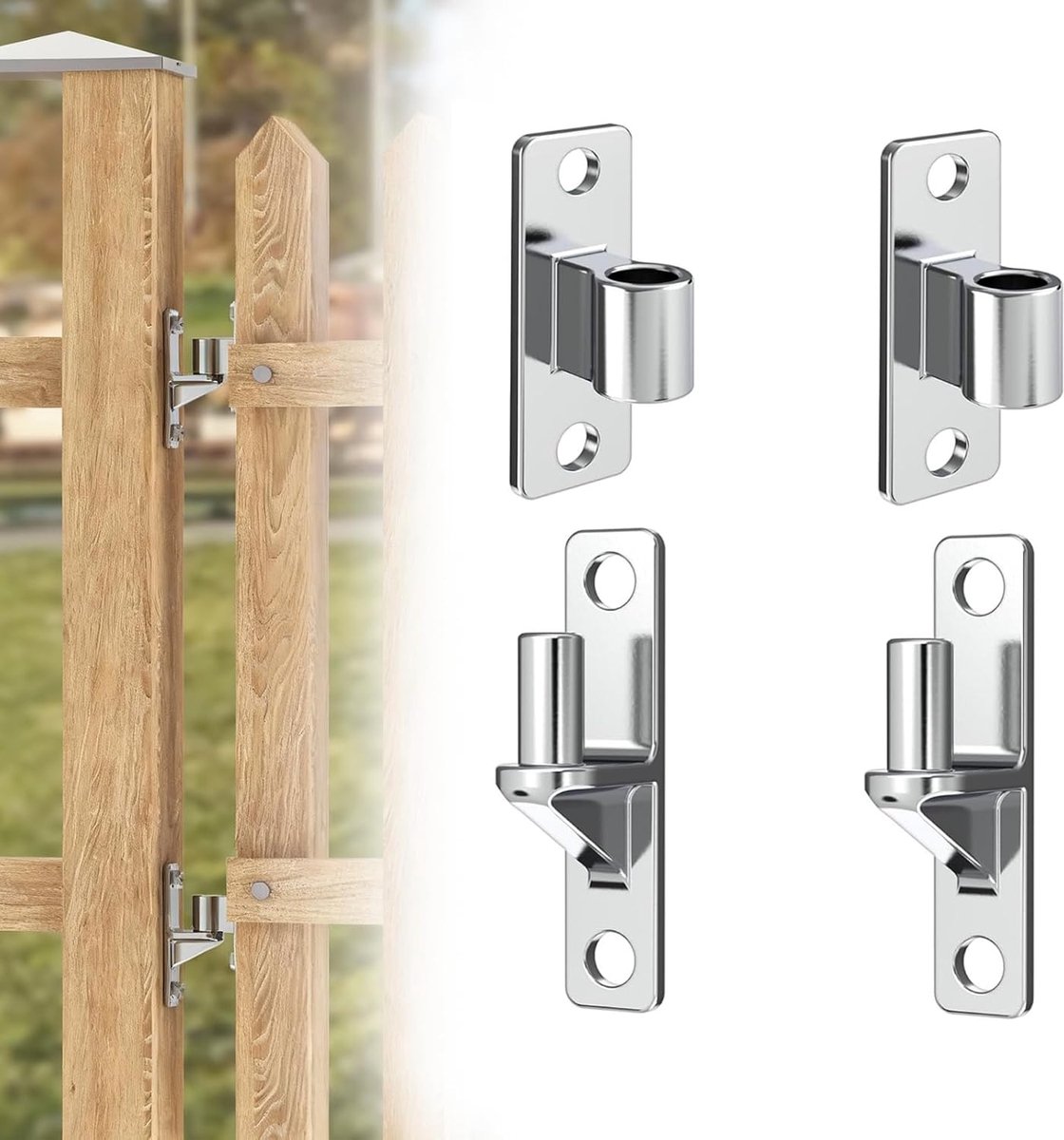 304 roestvrij stalen deurscharnieren, zware 16 mm boutscharnieren voor hek- en tuinpoorten, set van 2 wandmontage - ShopVlot