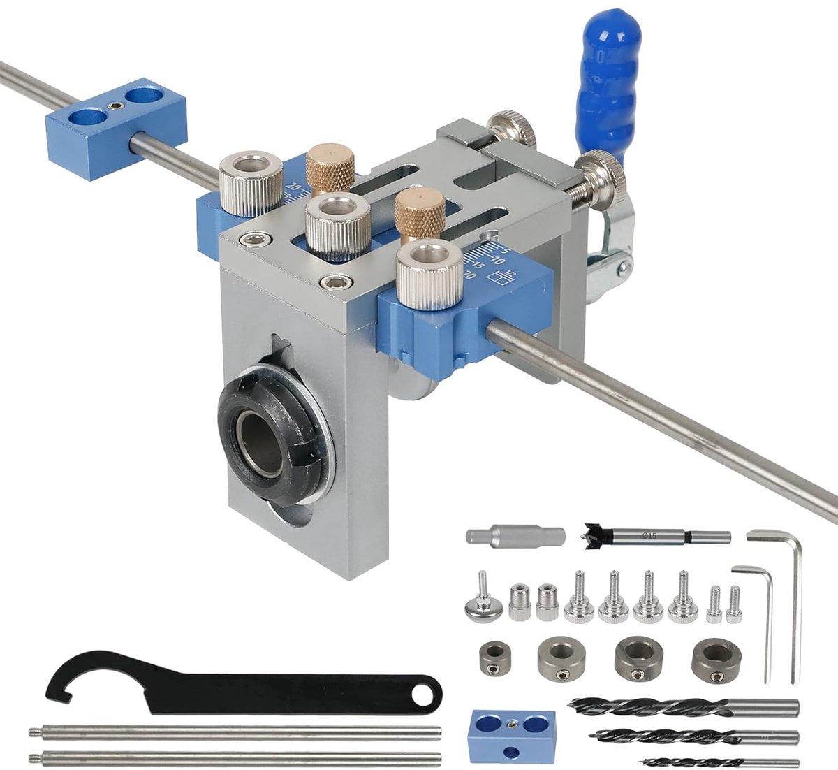 5/8/10/15mm Drilling Template, Self Centering 3-in-1 Plug Jig Kit, Multi-Function Adjustable Woodworking Joint Tool - ShopVlot