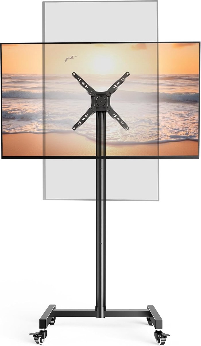 Wheeled Mobile TV Stand for 17-50 Inch TVs and Monitors - 180° Landscape to Portrait Height Adjustable Portable - ShopVlot