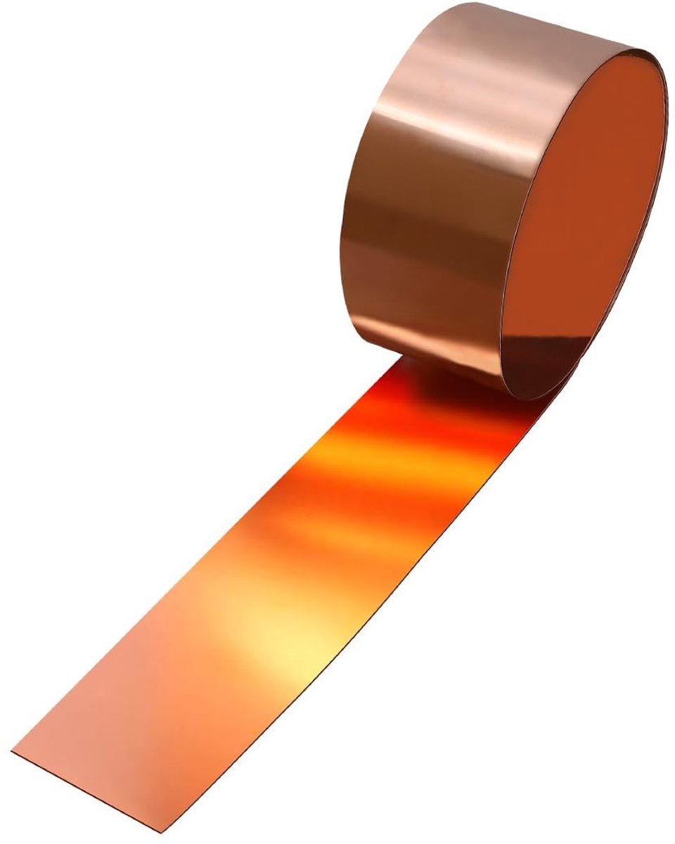 Copper Tape Roll, 1000 x 50 x 0.3 mm, 99.9% Pure Copper Sheet for Crafts, Electrical Work, Grounding and Roof Sealing - ShopVlot