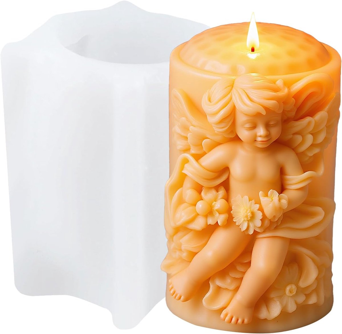 XIAOSHUI Angel Pillar Candle Mould, Fishing Rod, Pillar Resin Casting Mould Silicone Mold for Aromatherapy Making - ShopVlot