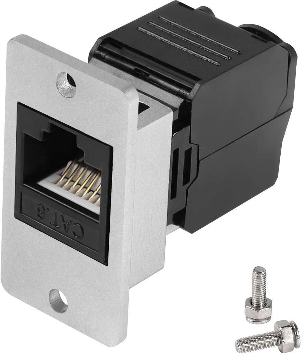 QIANRENON CAT6 RJ45 Rectangular Panel Crimp Adapter No Tool RJ45 8P8C Female Panel Mount Ethernet Connector RJ45 - ShopVlot