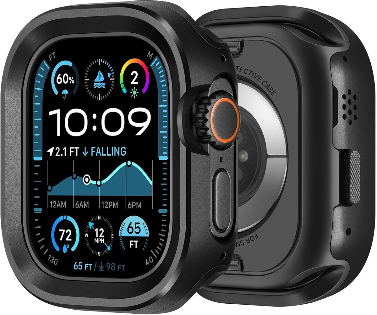 Bisikor 2-in-1 Metal Case, Compatible with Apple Watch Ultra 2/Ultra 49mm, Shockproof Silicone Coating for iWatch 49mm - ShopVlot