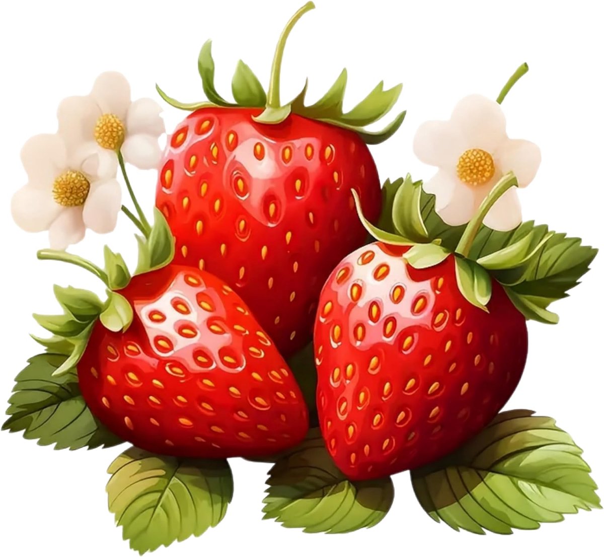 Waterdichte autosticker met aardbeien, bloemen, 14,5 cm, 2 stuks, vinyl autostickers, glanzende decoratieve stickers - ShopVlot