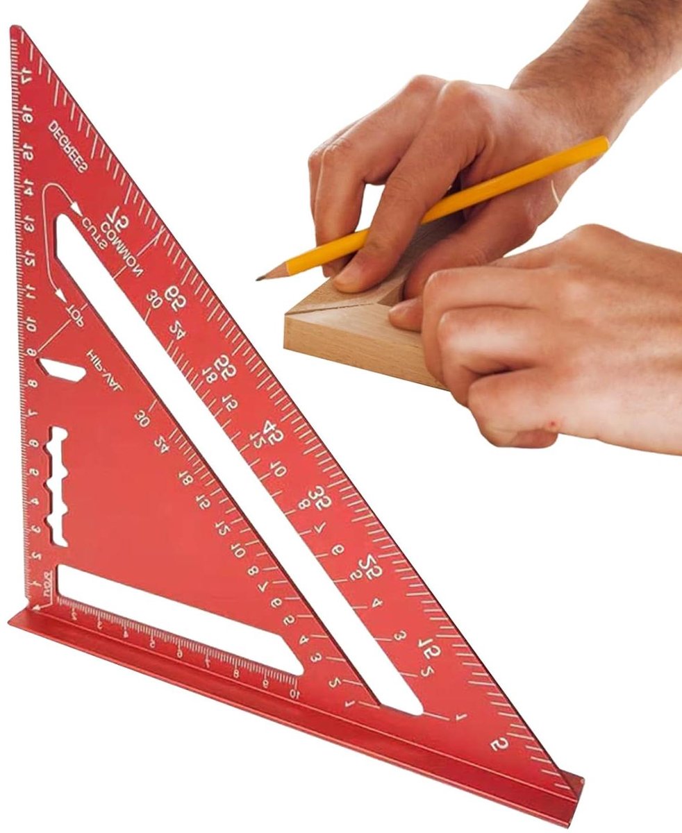 Driehoek Liniaal - Schaal Liniaal - Technisch Tekenen - Hoogcontrast Markeringen - 18.5 cm - Rood