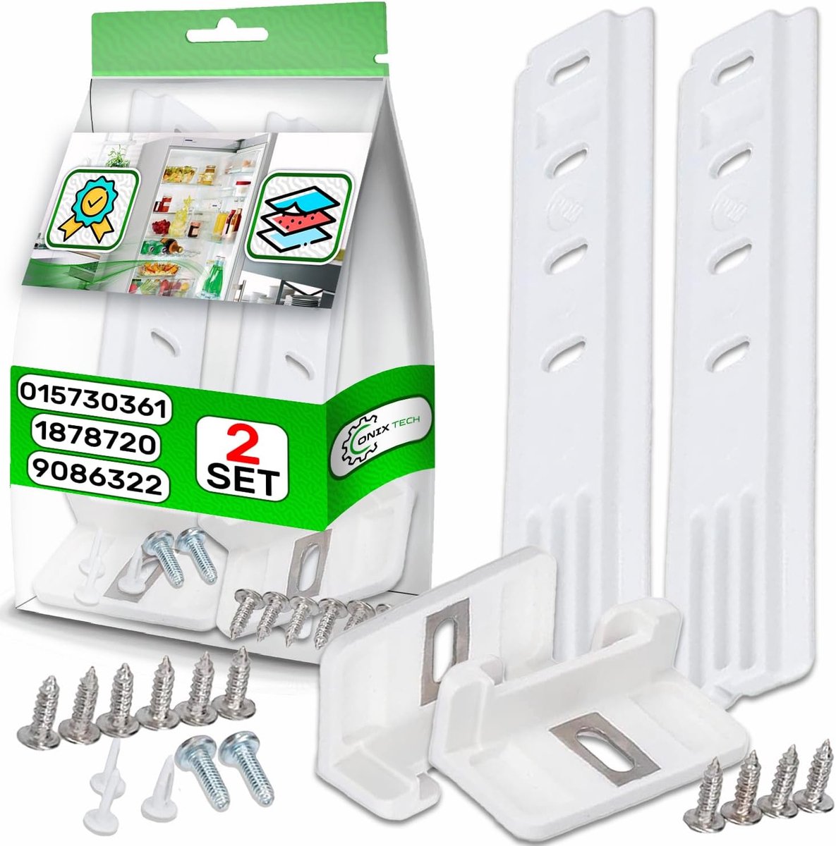 2-piece mounting kit of integrated refrigerator door slides for attaching the door to the front panel for Liebherr for - ShopVlot