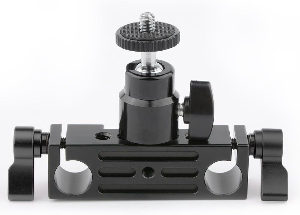 CAMVATE Rod Clamp 15mm Railblock+ 1/4 Hot Shoe Mount Mini Ball Head Flash Bracket Holder - ShopVlot