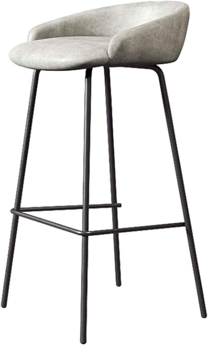 Elegant Home Decorative Bar Stool, Black Metal Leg And PU Leather Soft Mushroom, Suitable For Kitchen Sofa, Modern - ShopVlot