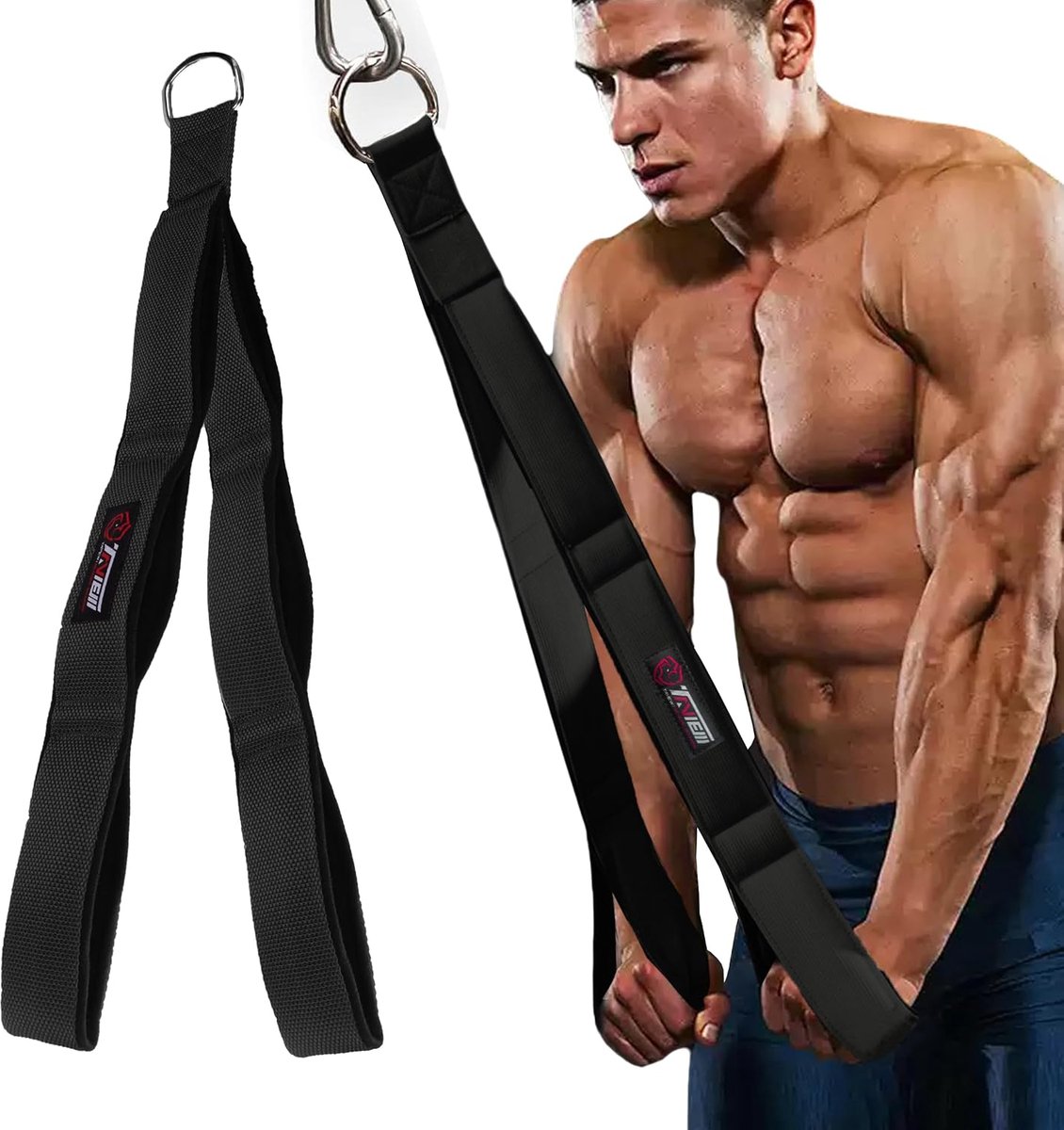 Kabelbinder voor triceps (twee lengtes geïntegreerd in één), groter bewegingsbereik, verlengbanden voor triceps - ShopVlot