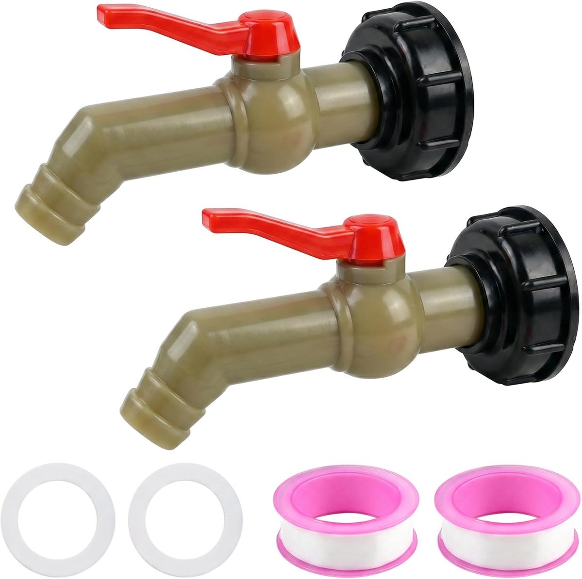 Set van 2 waterkraan, 1000 l, S60X6, tankventiel met kunststof adapter 2,5 cm, aansluiting regenwateropvangkraan - ShopVlot