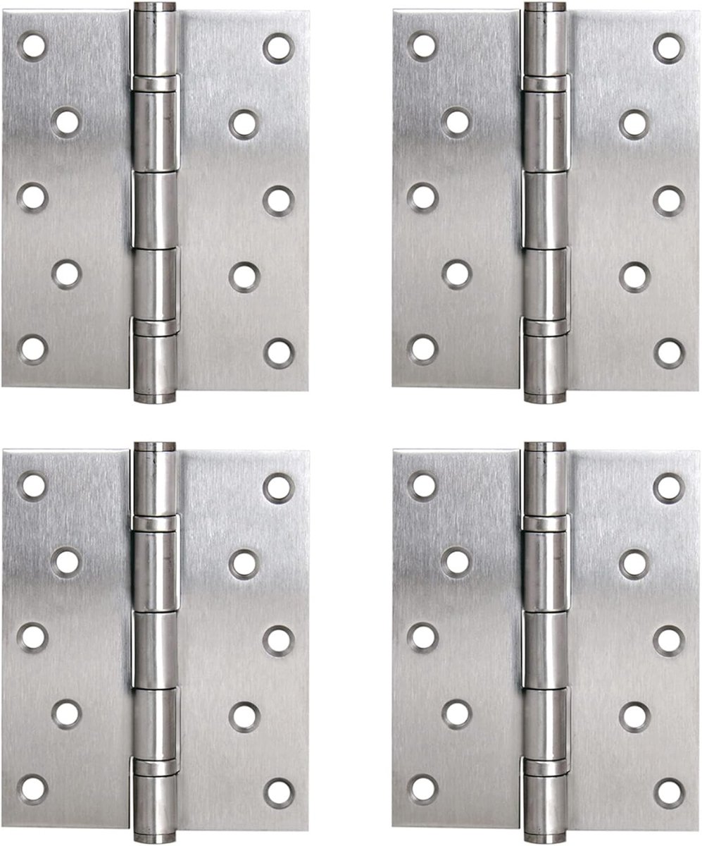 Strong Door Hinges 4BB Ball Bearing Stainless Steel Inside Hinge 127 x 102mm (5 inch) Load Capacity 120kg Satin (4 Pcs) - ShopVlot