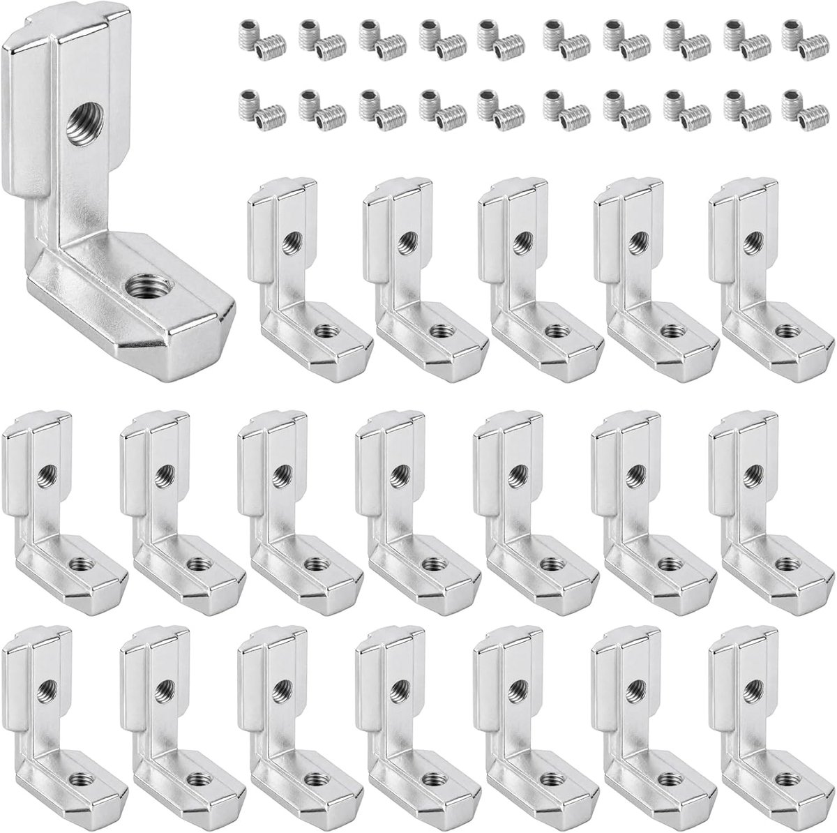 20 Pcs Inner Corner Connectors, L Shape Aluminum Profile Connectors, Angle Connectors, 4040 Aluminum Profile 90° - ShopVlot