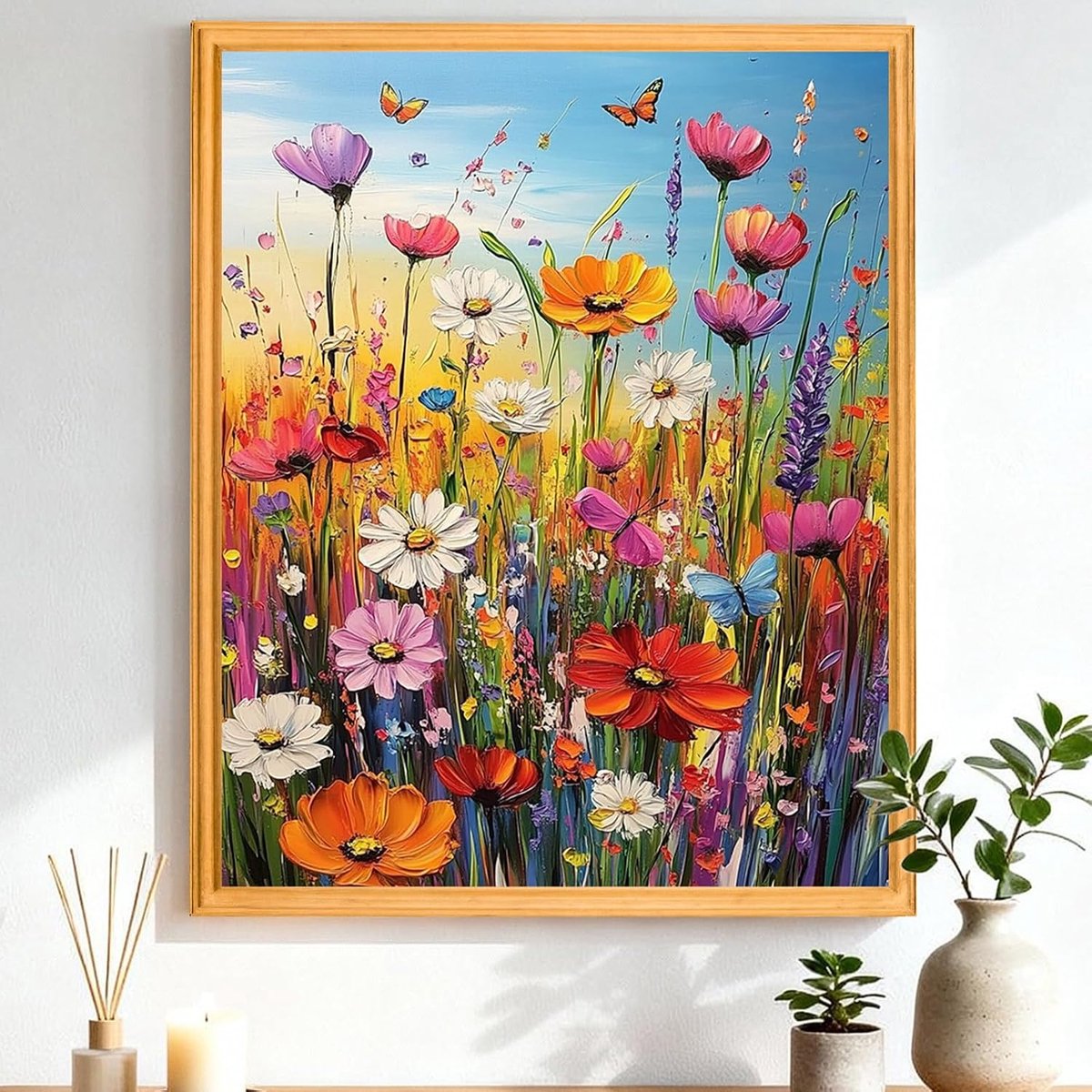 SnelShoppen - Schilderen op Nummer voor Volwassenen, Poppy en Lavendel Schilderij zonder Lijst, Beginners DIY met Penseel en Acrylverf, Creatieve Hobb