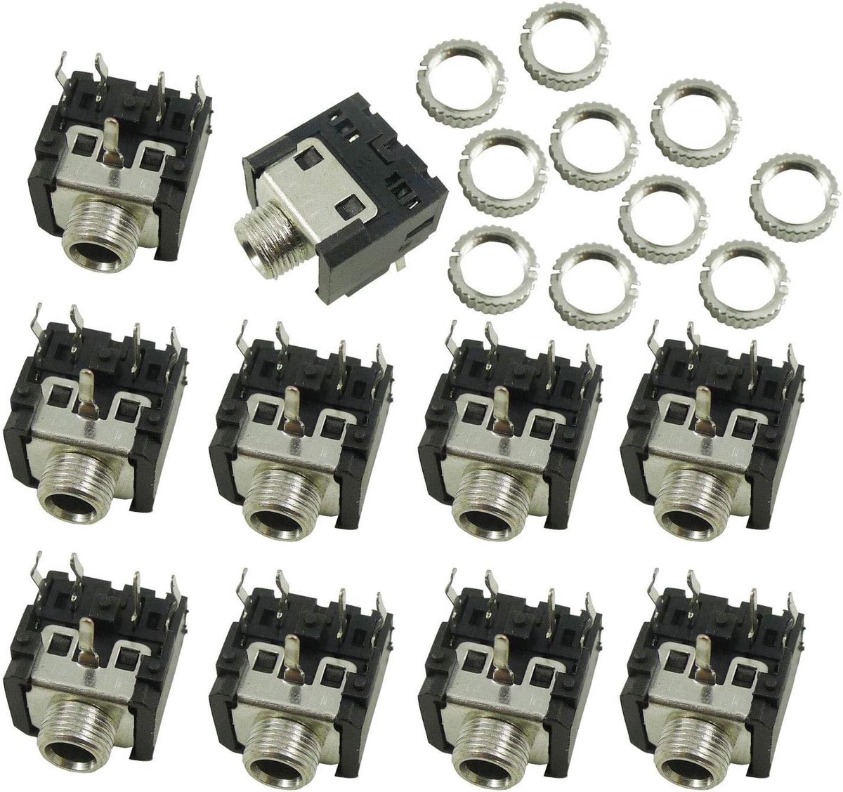 10PCS 3.5 Headphone Jack PJ-306A Double Channels Stereo Rib Earphone Socket - ShopVlot
