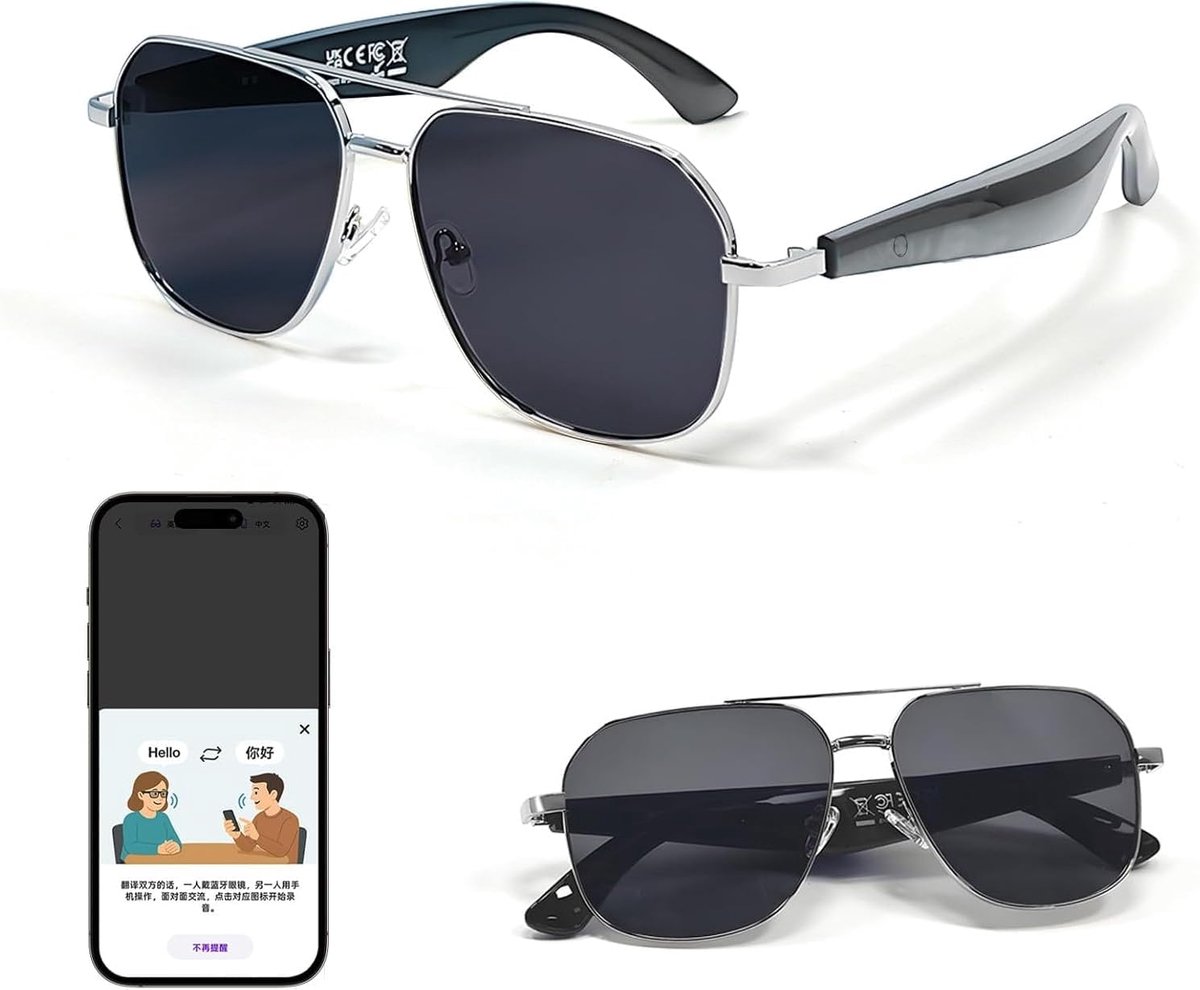 AI Translation Sunglasses, Intelligent Glasses with Blue Light Filter and UV Protection, AI Translation Glasses - ShopVlot