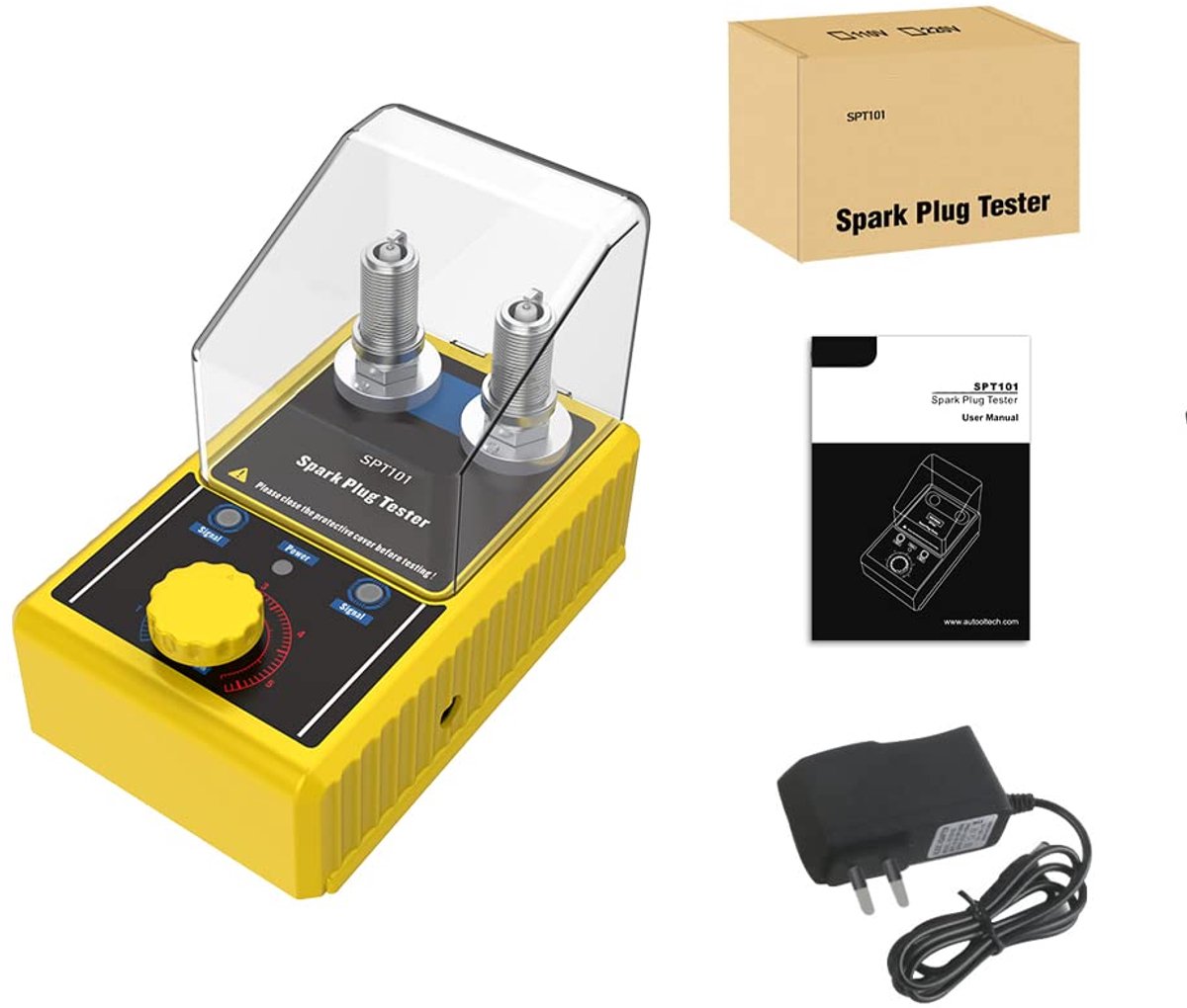 Spark Plug Tester Double Hole Detector Spark Plugs Tools Adjustable Spark Plug Tester Analyzer with Protective Cover - ShopVlot