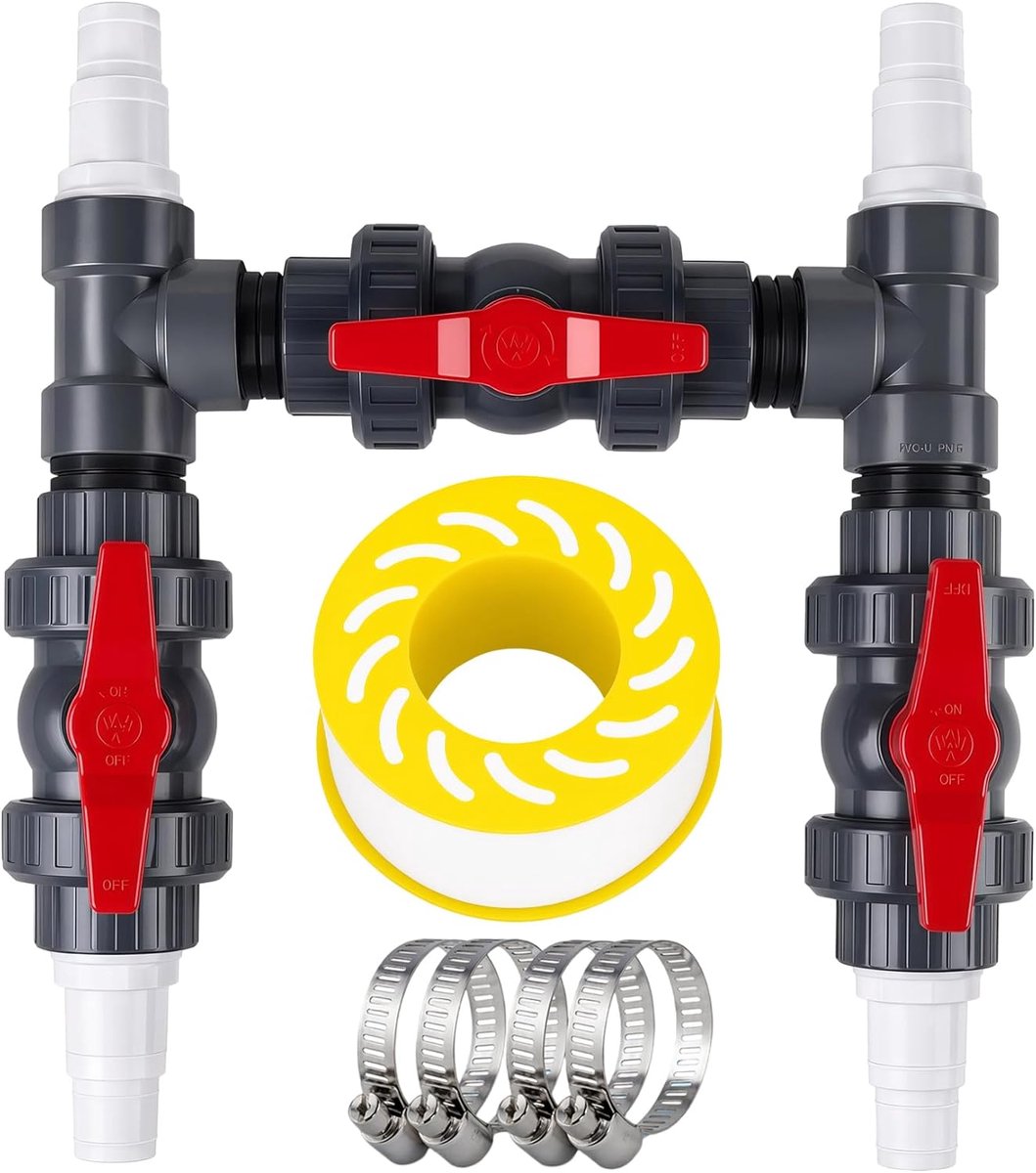 Pool Bypass Set Diameter 50 mm Pool Heating & Heat Pump Connection Kit Solar Heater Compatible with Water Flow Control - ShopVlot