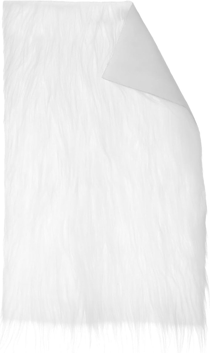 Faux Fur White 60 x 40 cm Faux Fur for Crafts Plush Fabric Square Applies to Cushion Chair Cover Camera Mat Dwarf - ShopVlot
