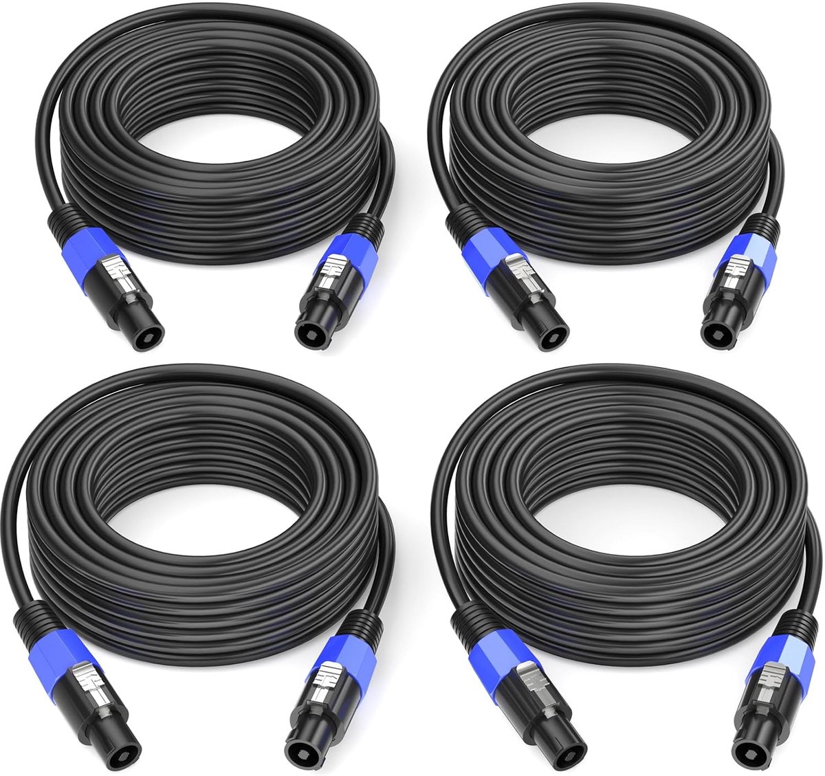 30m 4pcs Speakon to Speakon Speaker Cable M-M for Audio Amplifier, 12 Guage Cord Wire Cable with Twist Lock DJ/PA Plug - ShopVlot