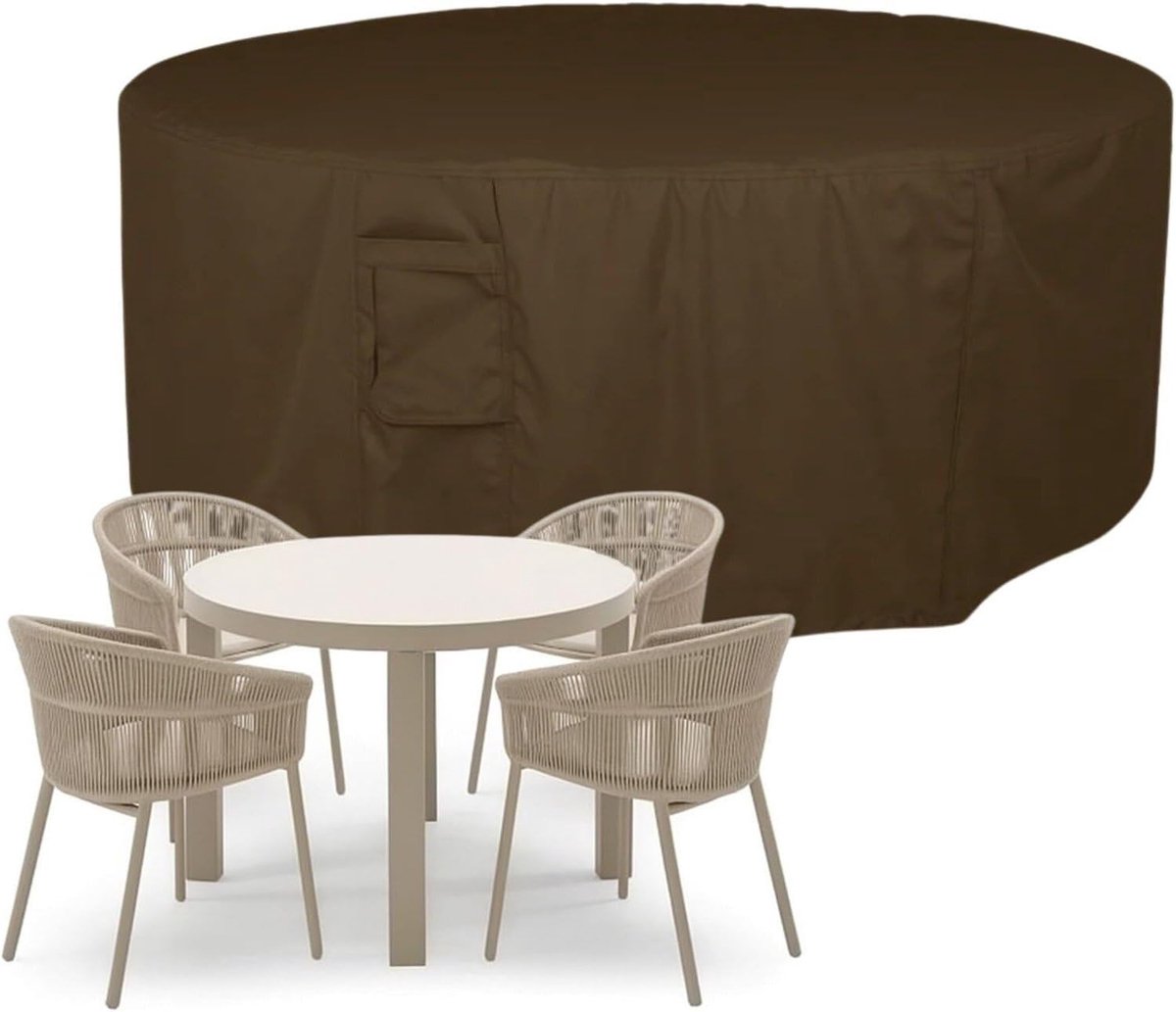 600D beschermhoes voor ronde tuintafel, luxe – hoogwaardige tuinmeubelafdekking voor ronde tafels, beschermt tegen - ShopVlot