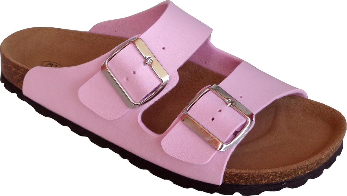 Women's sandals with two side buckles and cork sole 4061, lightweight and comfortable - ShopVlot