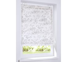 KUTTI Joy Roller Blind with Floral Pattern Opaque with Hooks No Drilling 80 x 130 cm - ShopVlot