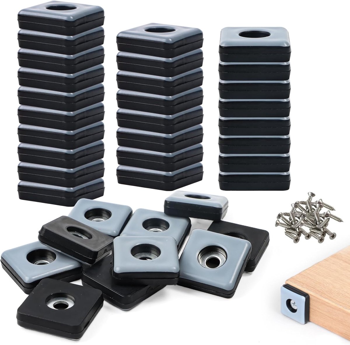 Teflon glijders 36pcs 25mm - vierkant - met schroeven - voor zware meubels - ShopVlot