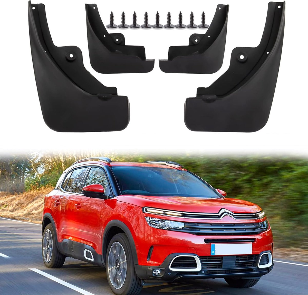 Modderflappen voor Citroen Aircross C5 - Zwart - Hoogwaardige kunststof - Bescherming tegen modderspetters - ShopVlot