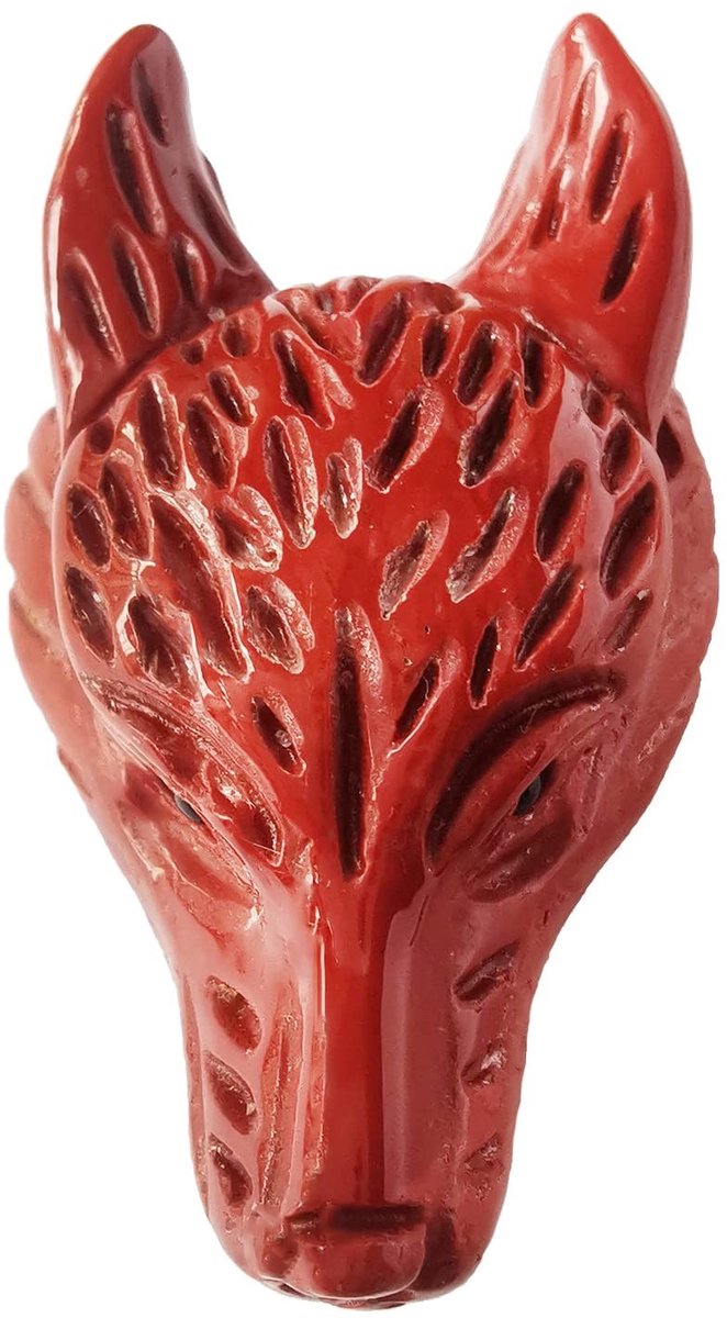Solidchoice - Mini Wolf Hoofd Statue van Rode Jaspis, 40mm