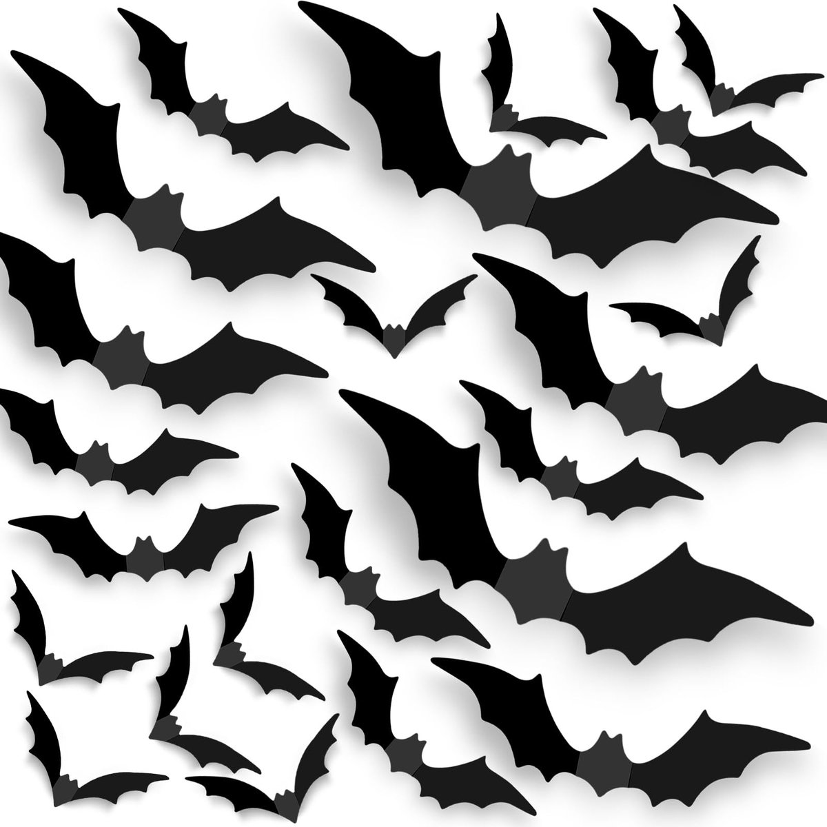 Halloween decoratie - Halloween 120 Stuks Vleermuizen Creepy 3D Vleermuis Wall Sticker in 4 Verschillende Maten DIY voor Raamdecoratie Waterdichte PVC Wall Bat Decoratie