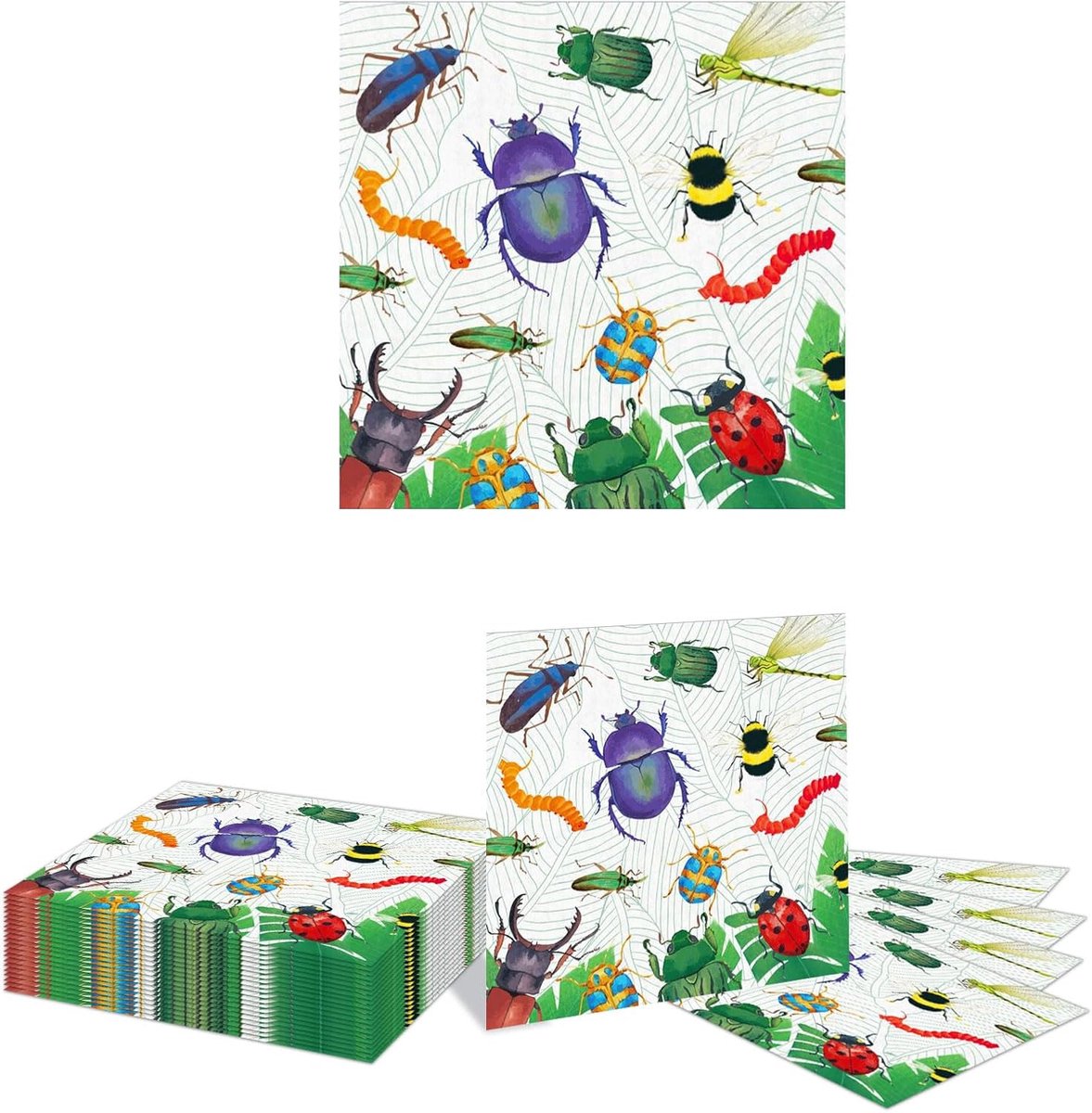Papieren servetten 20 stuks - Insecten thema - Vrolijke motieven - Perfect voor feesten - ShopVlot