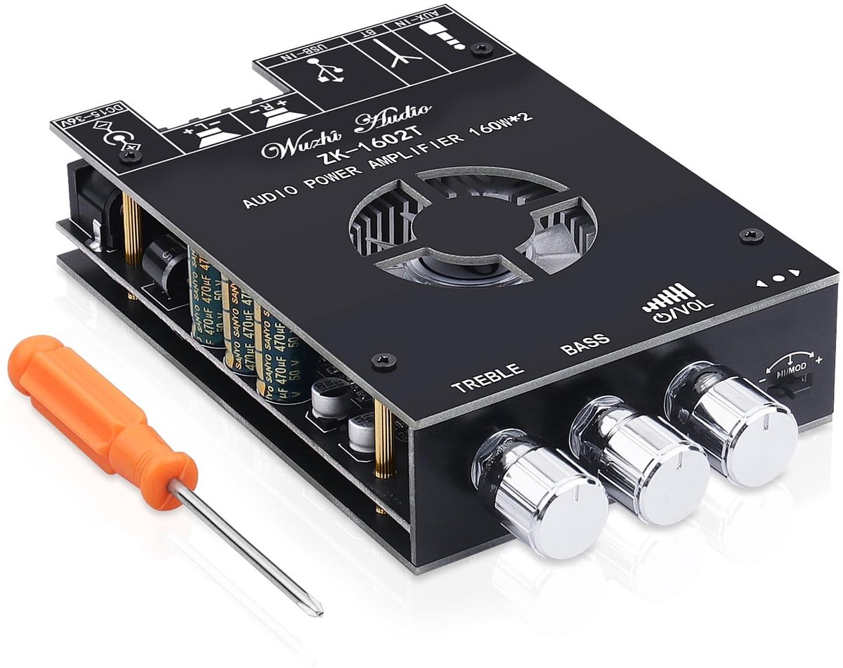 Solidchoice - HiFi Mini Versterker met Bluetooth 5.0 en 2.0 Kanaal 160W