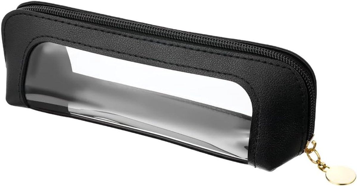 Transparante make-uptas - kleine waterdichte PU lederen etui - met ritssluiting - ideaal voor penselen - ShopVlot
