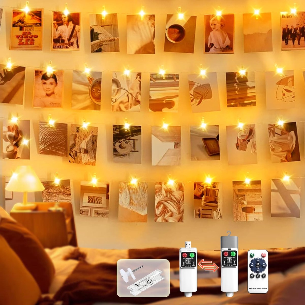 Solidchoice - 50 LED Fotolampjes met Clips en Timer