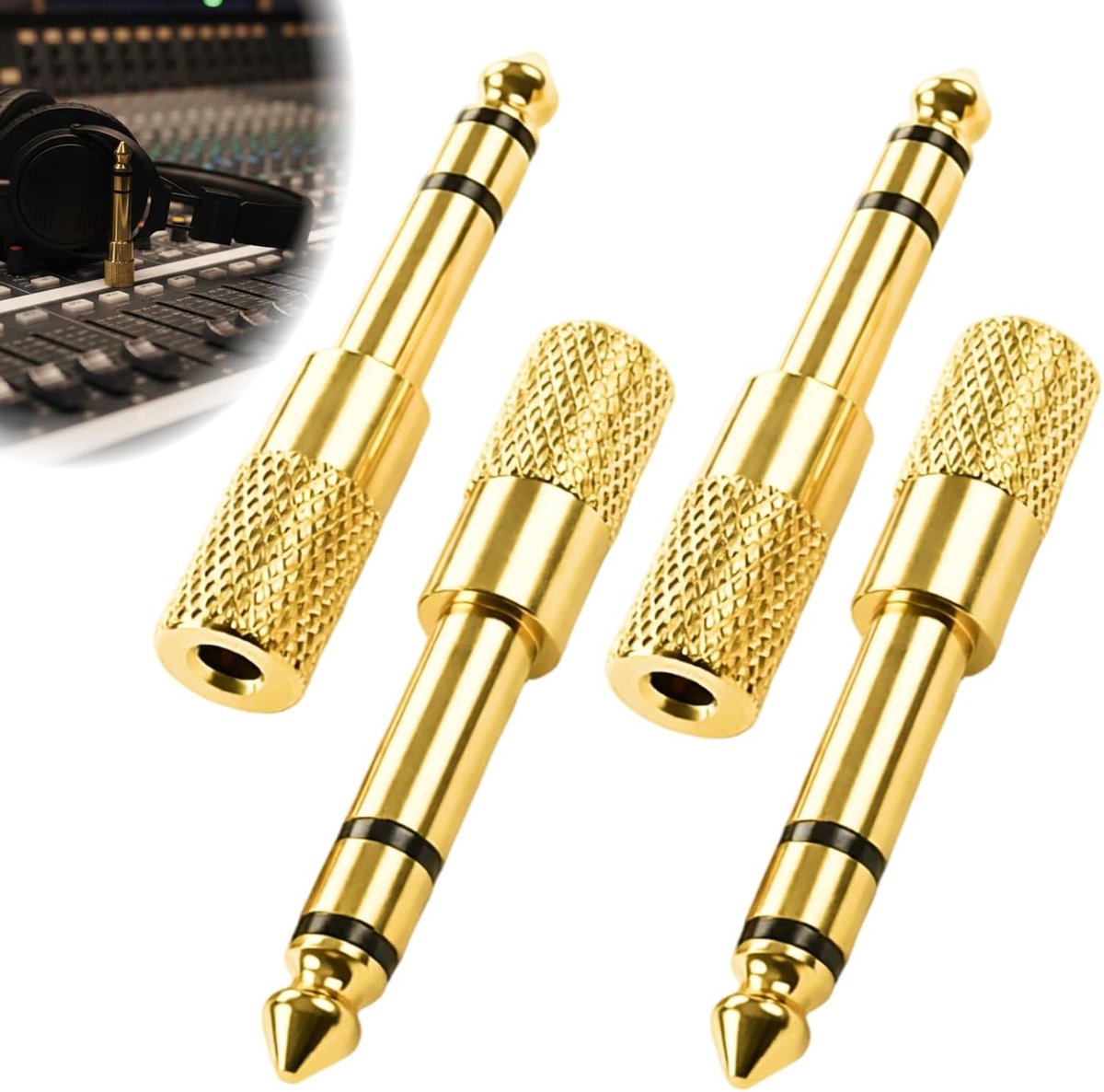 Jack adapter 3.5mm naar 6.35mm - metalen behuizing - vergulde contacten - ideaal voor digitale piano - ShopVlot