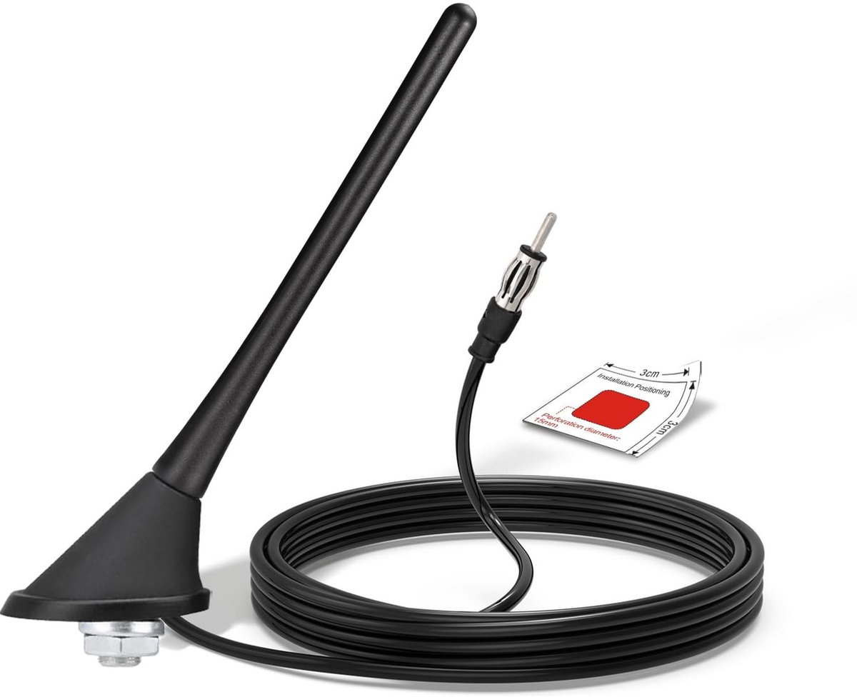Solidchoice - Universele Auto Radio Antenne met 5m Kabel en DIN Connector