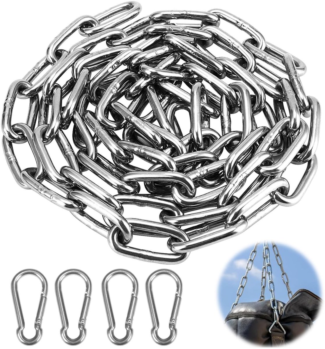 Solidchoice - RVS Ketting met Karabijnhaak, 2m