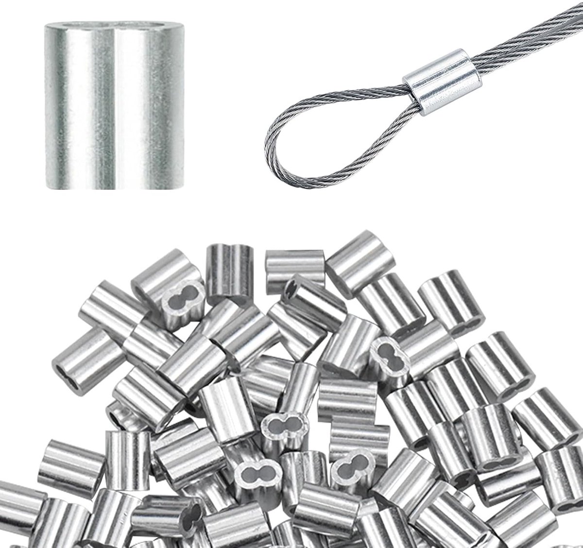 Kabelclips 2mm - zilver - set van 100 - stevige bevestiging voor kabels - ShopVlot