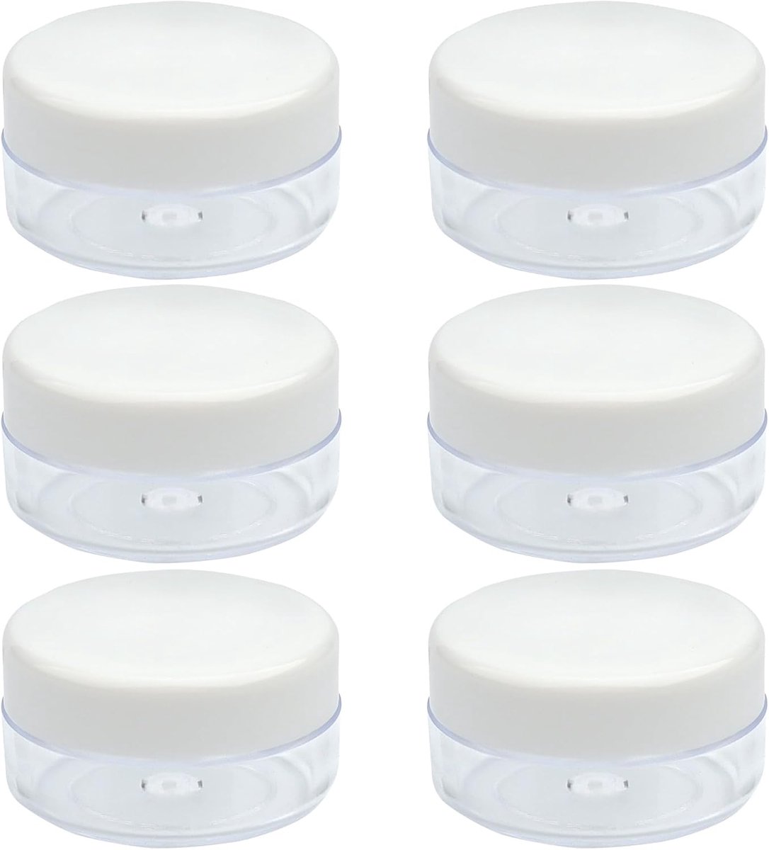 Lege plastic sample pots 6 stuks - Wit - Duurzaam en lichtgewicht - Perfect voor cosmetica - ShopVlot