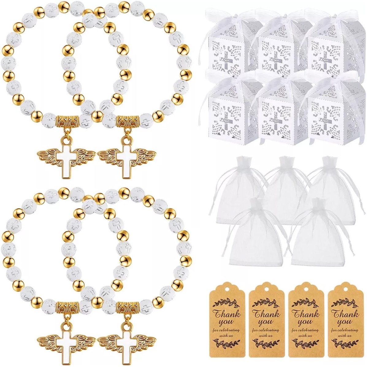 Solidchoice - 20 Stuks Christeningscadeaus met Engel Rosary Armbanden