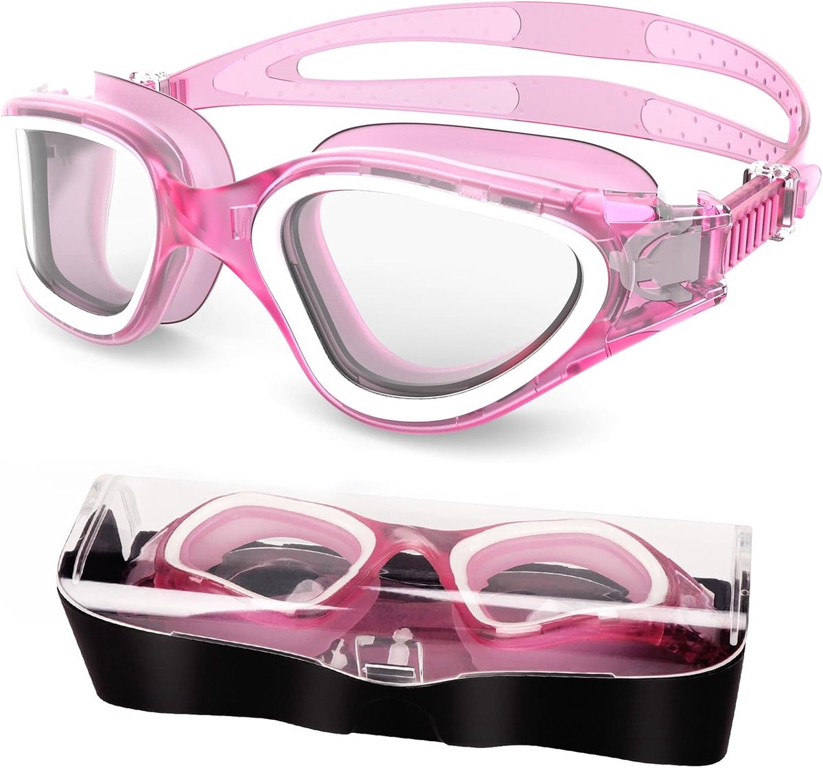 Swimming Goggles, Anti-fog, Anti-UV, No Leakage, Polarized/Non-Polarized Swimming Goggles, Soft Silicone, Clear - ShopVlot