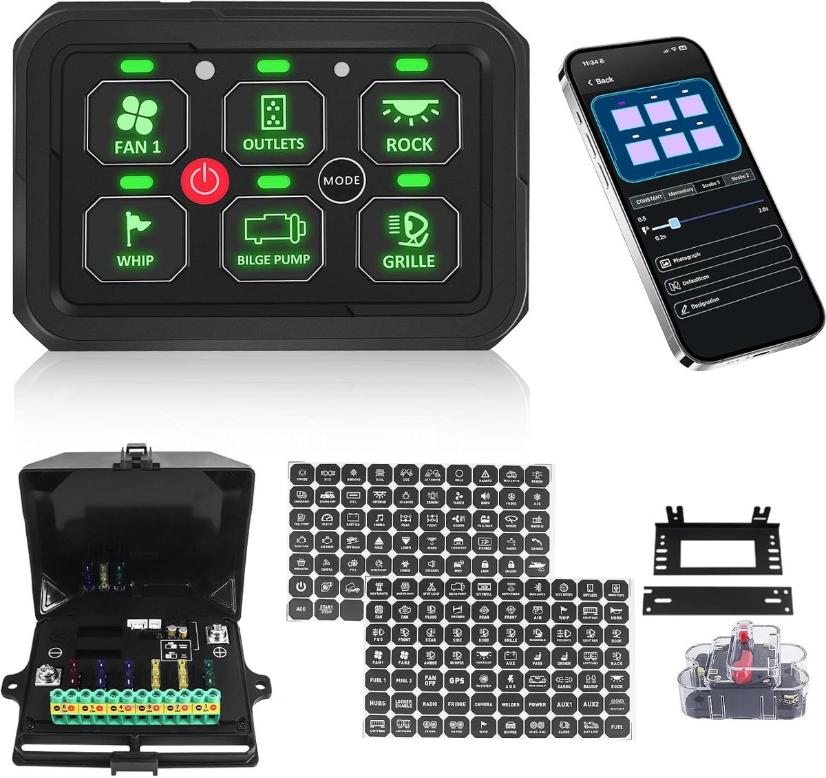 Chelhead 6 Speed Control Panel 12V Bluetooth, Multi-Function Marine Remote Control, IP65 Waterproof, Relay System - ShopVlot