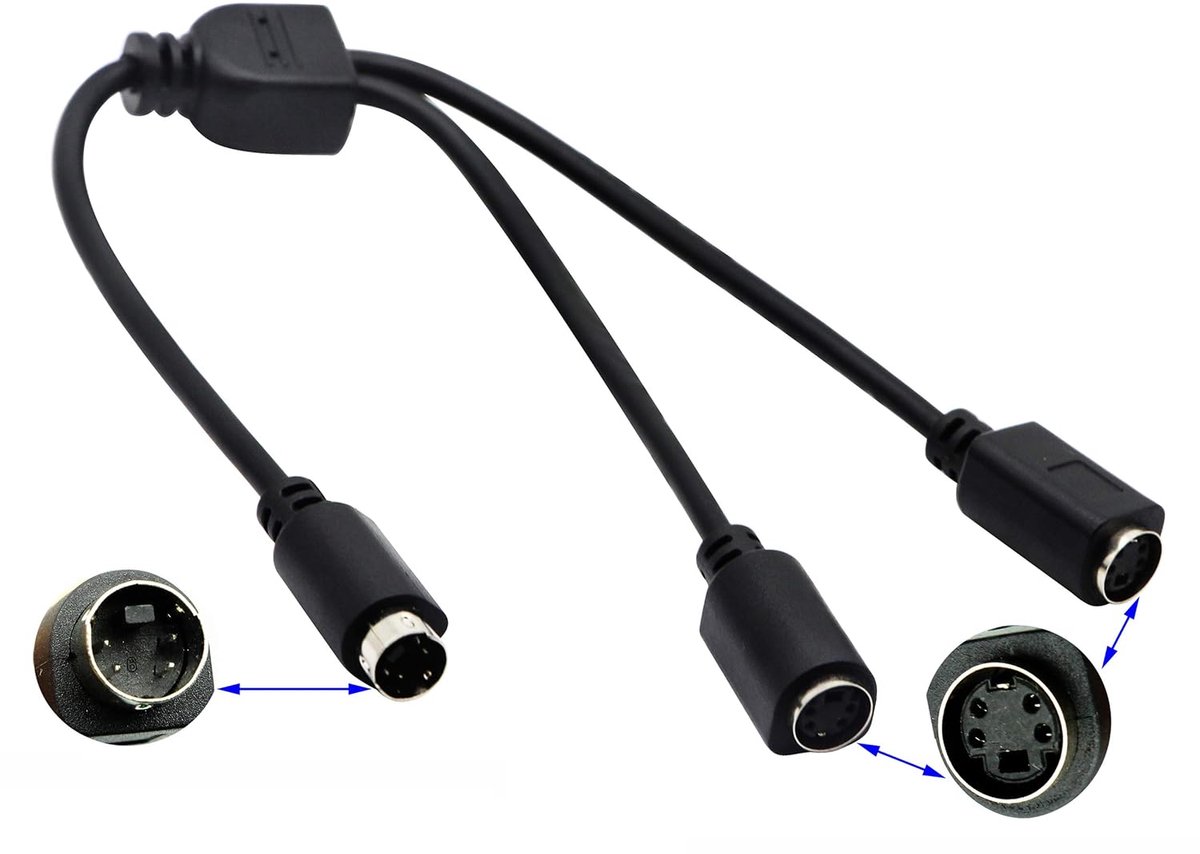 S-Video 4 Pin Mini DIN Y Splitter Connector Cable 4 Pin Mini DIN S-Video Male to 2 Female Y Splitter Extension Adapter - ShopVlot