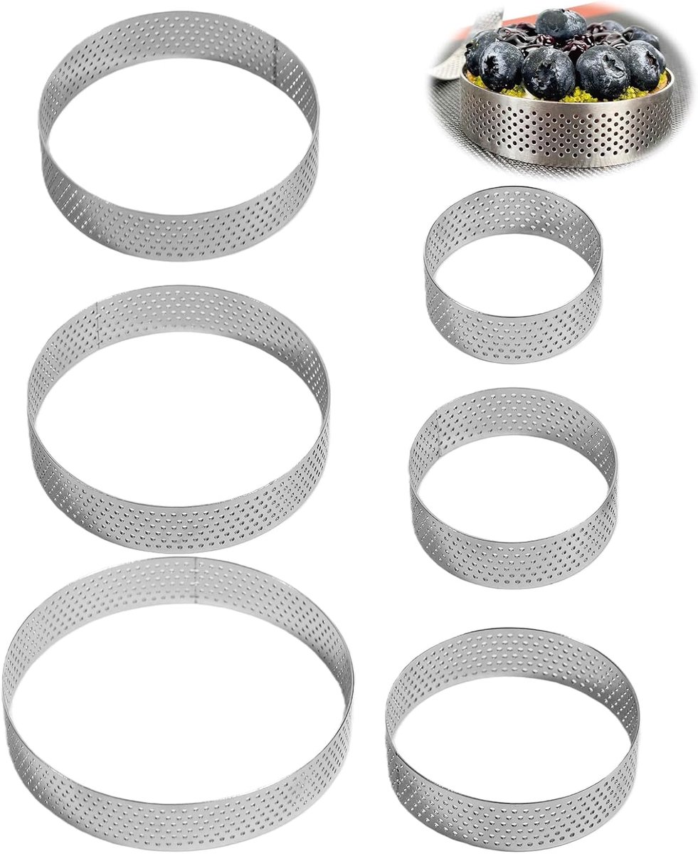 Set of 6 Stainless Steel Cake Rings 8 cm Circle Shape Cake Circle Stainless Steel Cake Circle Heat Resistant - ShopVlot