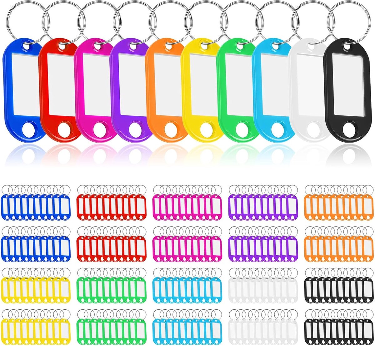 200 pcs writable key rings for identification labels, 10 different colours, ideal for school organisation, office - ShopVlot
